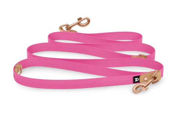 Dog Leash Reduce: Light brown & Neon pink with Rosegold components