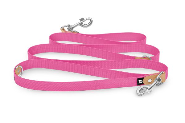 Dog Leash Reduce: Light brown & Neon pink with Silver components