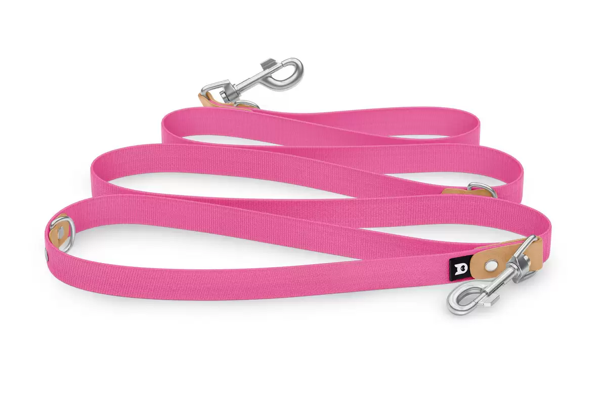 Dog Leash Reduce: Light brown & Neon pink with Silver components