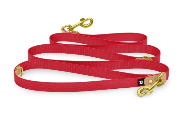 Dog Leash Reduce: Light brown & Red with Gold components