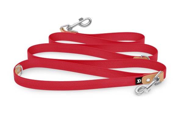 Dog Leash Reduce: Light brown & Red with Silver components