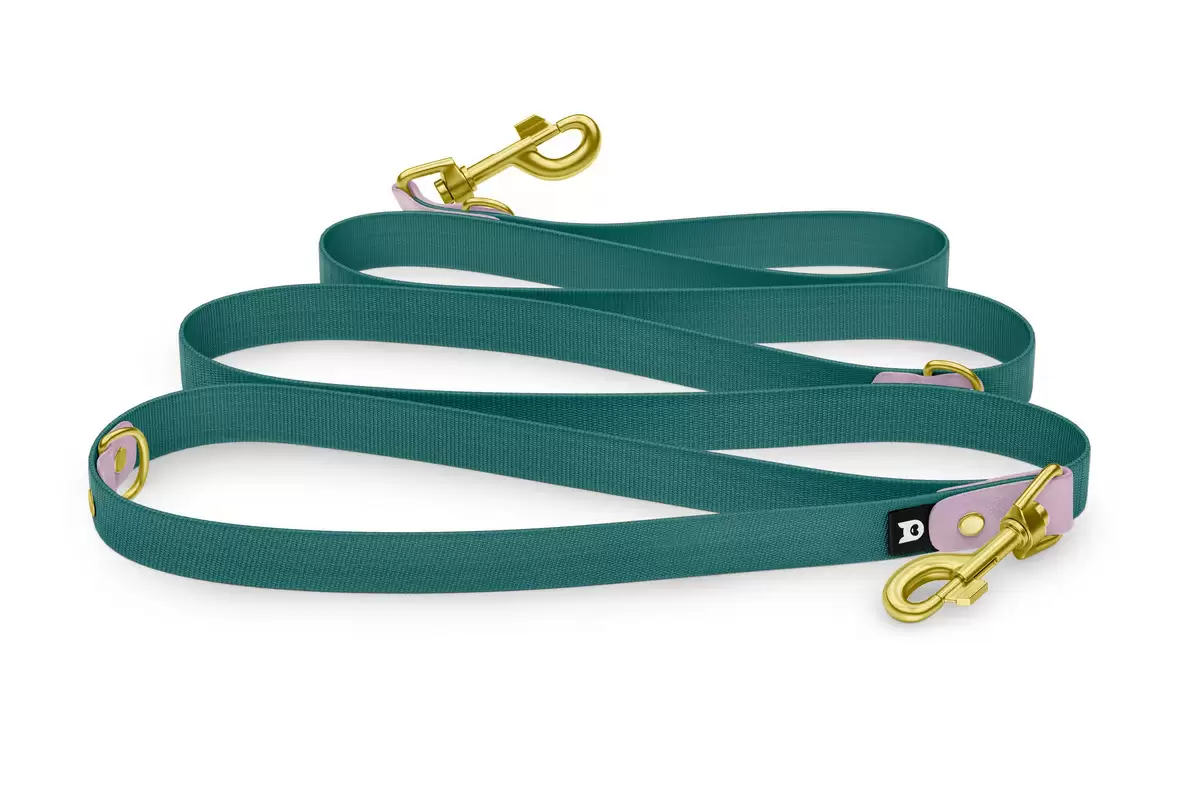 Dog Leash Reduce: Lilac & Hunter green with Gold components