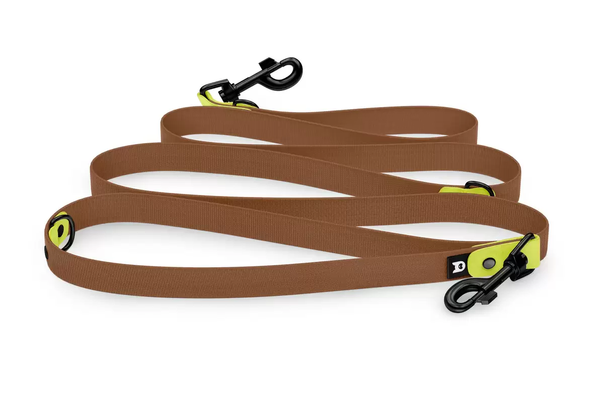 Dog Leash Reduce: Neon yellow & Brown with Black components
