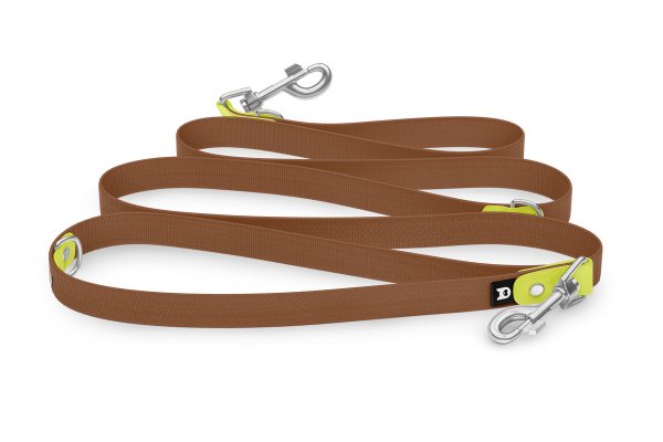 Dog Leash Reduce: Neon yellow & Brown with Silver components