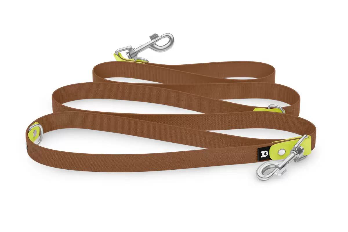 Dog Leash Reduce: Neon yellow & Brown with Silver components