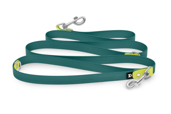 Dog Leash Reduce: Neon yellow & Hunter green with Silver components