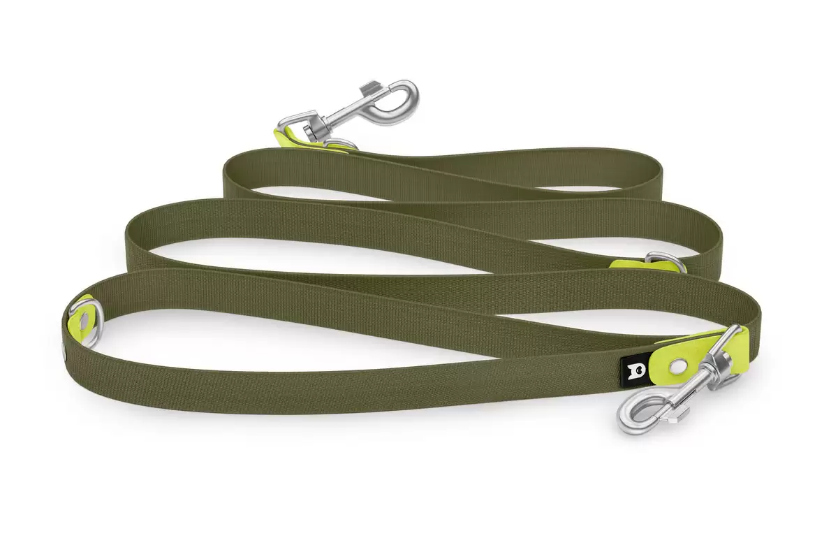 Dog Leash Reduce: Neon yellow & Khaki with Silver components