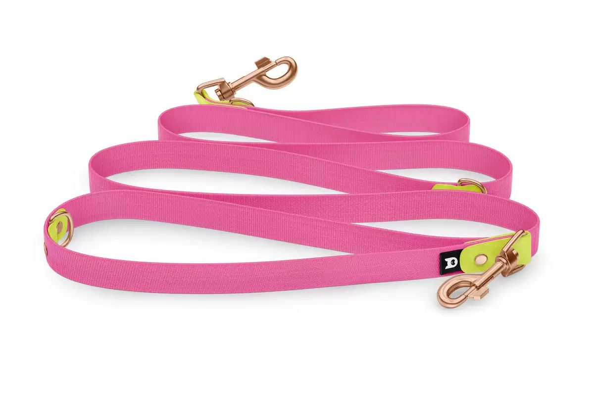 Dog Leash Reduce: Neon yellow & Neon pink with Rosegold components