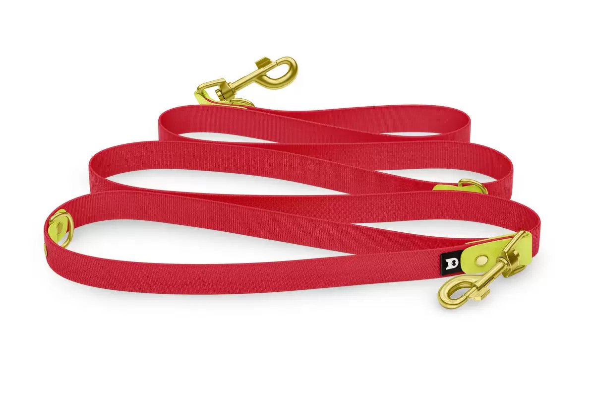 Dog Leash Reduce: Neon yellow & Red with Gold components