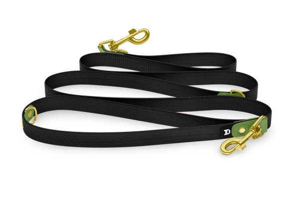 Dog Leash Reduce: Olive & black with Gold components