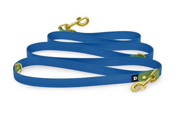 Dog Leash Reduce: Olive & Blue with Gold components