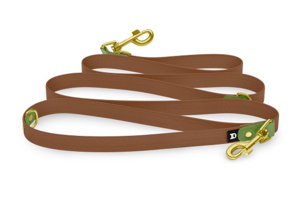 Dog Leash Reduce: Olive & Brown with Gold components