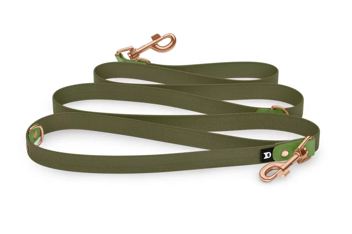 Dog Leash Reduce: Olive & Khaki with Rosegold components