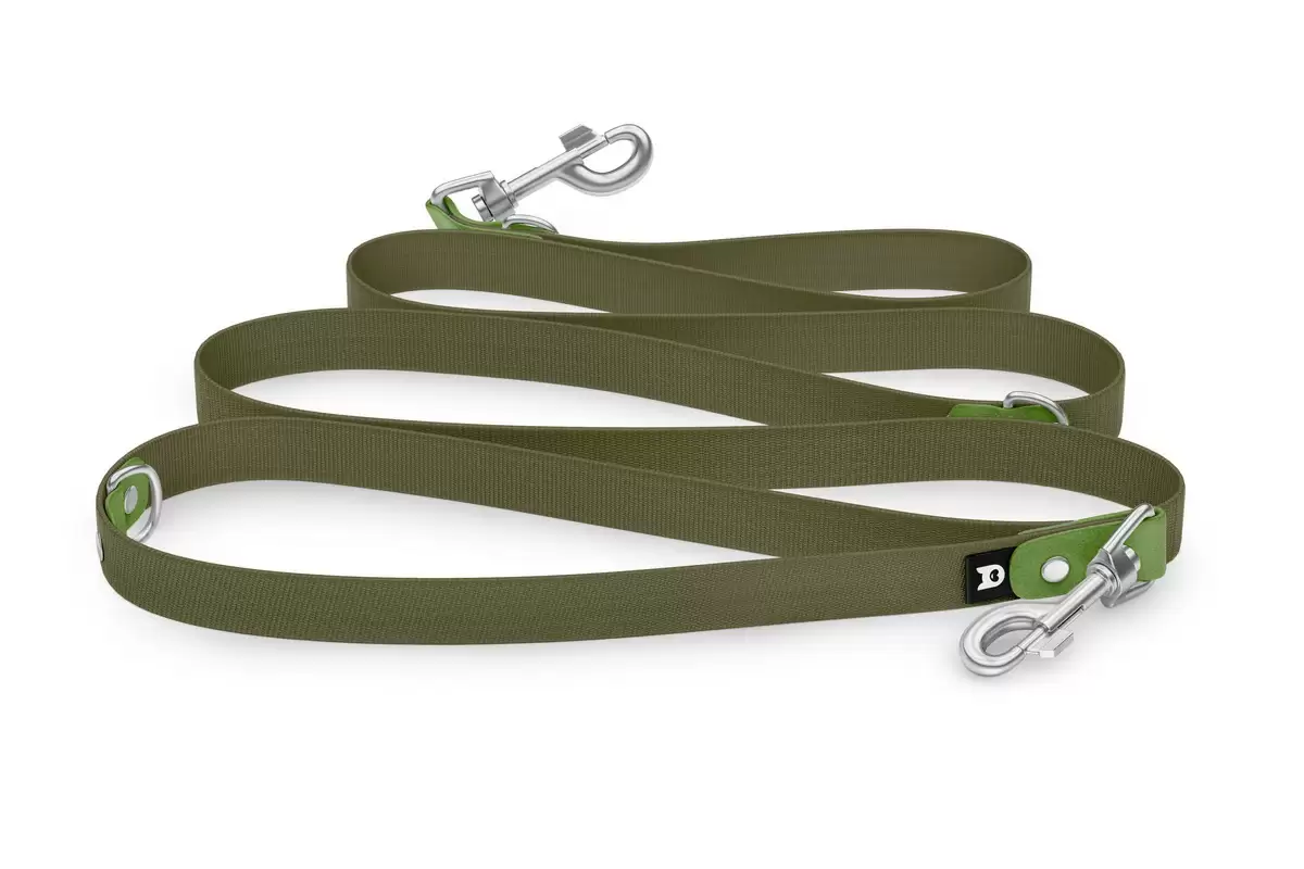 Dog Leash Reduce: Olive & Khaki with Silver components