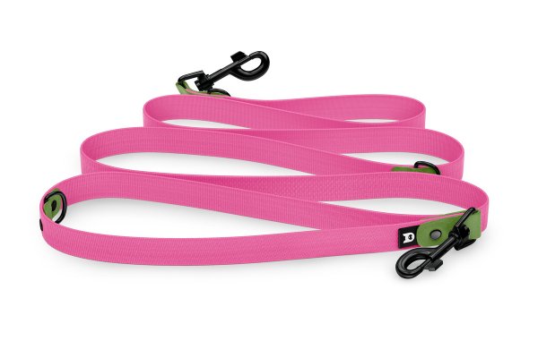 Dog Leash Reduce: Olive & Neon pink with Black components