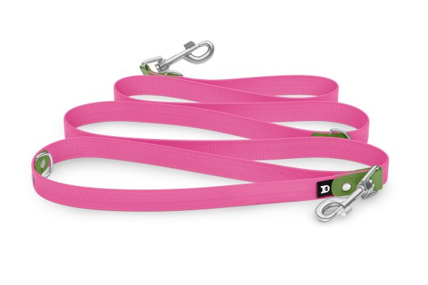 Dog Leash Reduce: Olive & Neon pink with Silver components