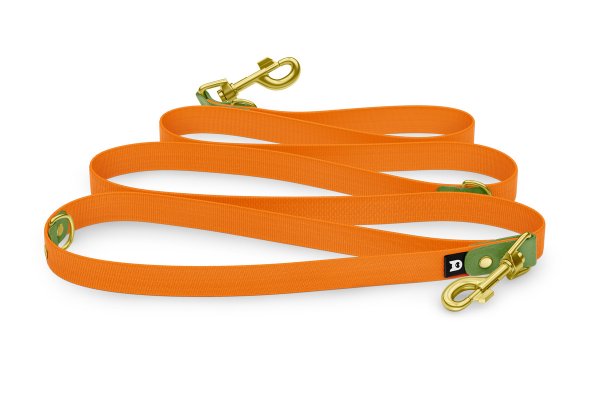 Dog Leash Reduce: Olive & Orange with Gold components