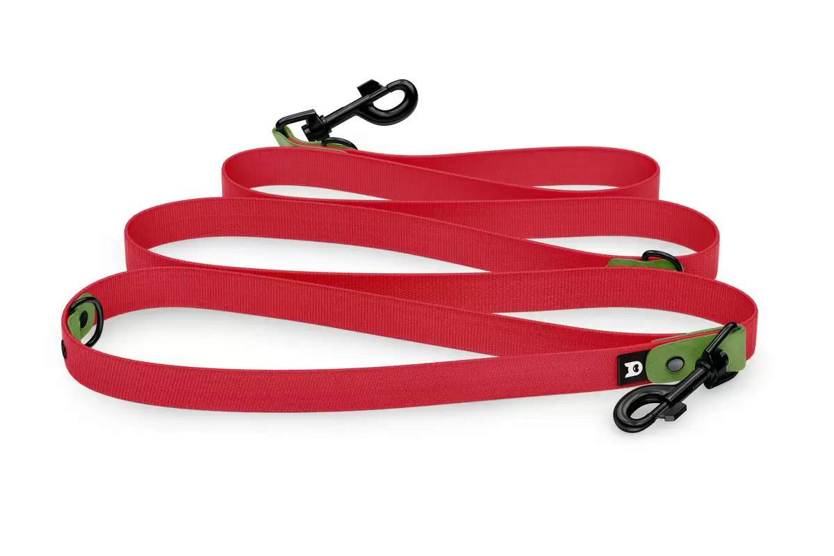 Dog Leash Reduce: Olive & Red with Black components