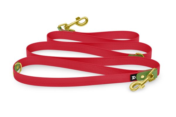 Dog Leash Reduce: Olive & Red with Gold components