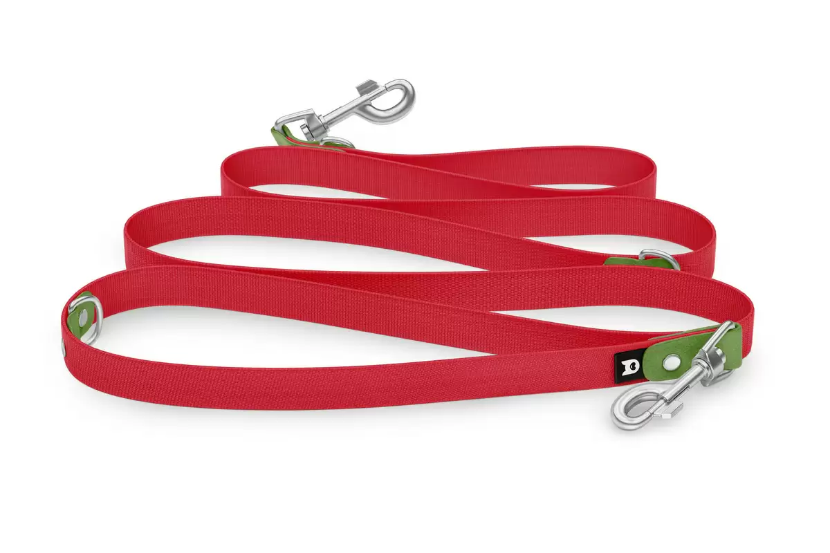 Dog Leash Reduce: Olive & Red with Silver components