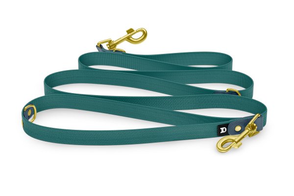 Dog Leash Reduce: Petrol & Hunter green with Gold components