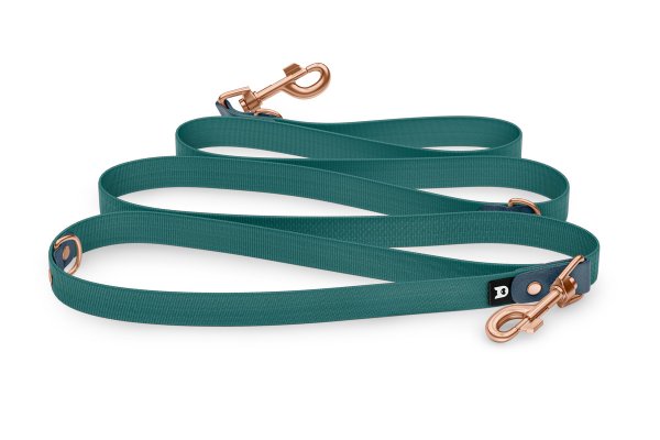 Dog Leash Reduce: Petrol & Hunter green with Rosegold components