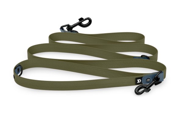 Dog Leash Reduce: Petrol & Khaki with Black components