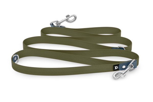 Dog Leash Reduce: Petrol & Khaki with Silver components