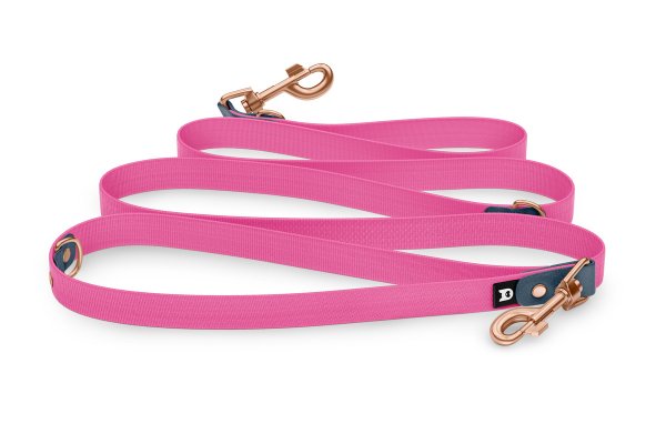 Dog Leash Reduce: Petrol & Neon pink with Rosegold components