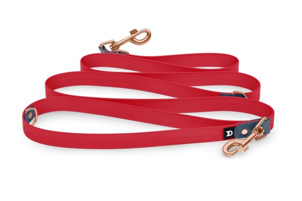 Dog Leash Reduce: Petrol & Red with Rosegold components