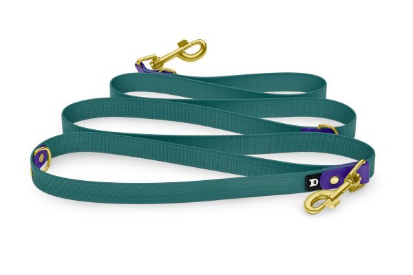 Dog Leash Reduce: Purple & Hunter green with Gold components
