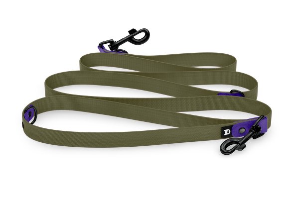 Dog Leash Reduce: Purple & Khaki with Black components