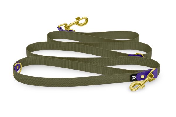 Dog Leash Reduce: Purple & Khaki with Gold components