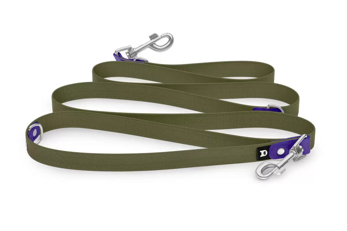 Dog Leash Reduce: Purple & Khaki with Silver components