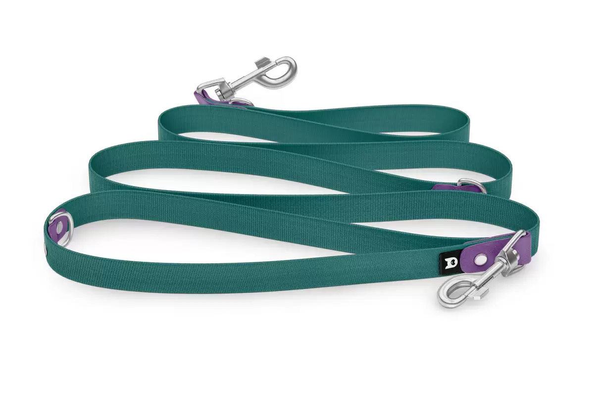 Dog Leash Reduce: Purpur & Hunter green with Silver components
