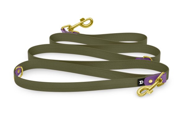 Dog Leash Reduce: Purpur & Khaki with Gold components