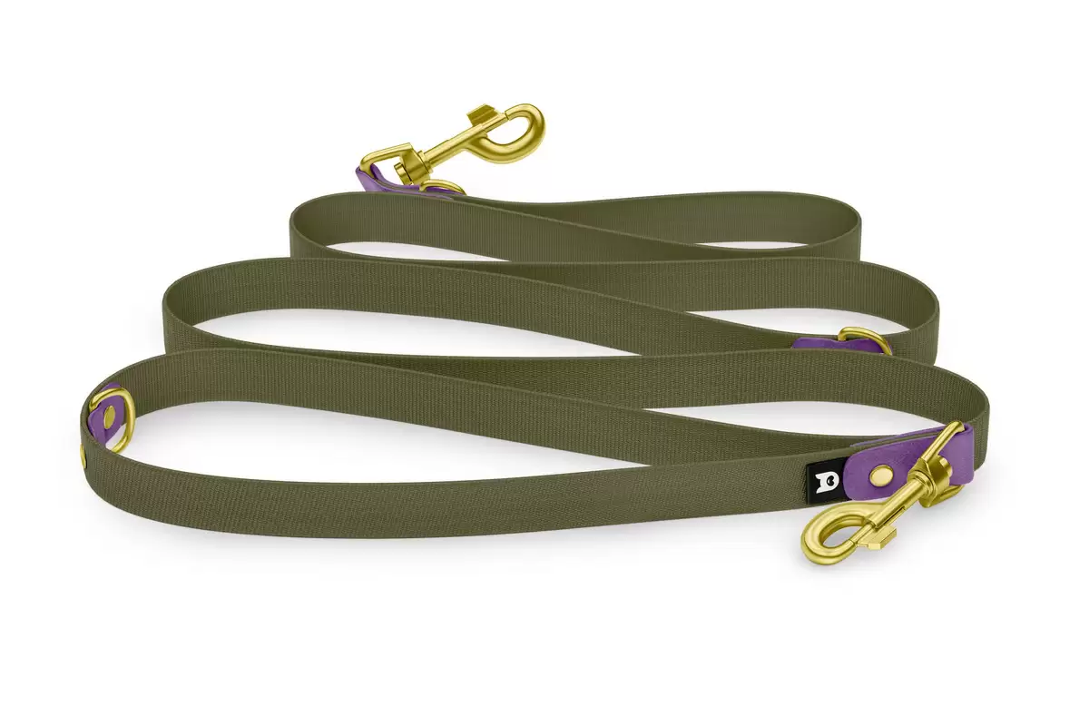 Dog Leash Reduce: Purpur & Khaki with Gold components