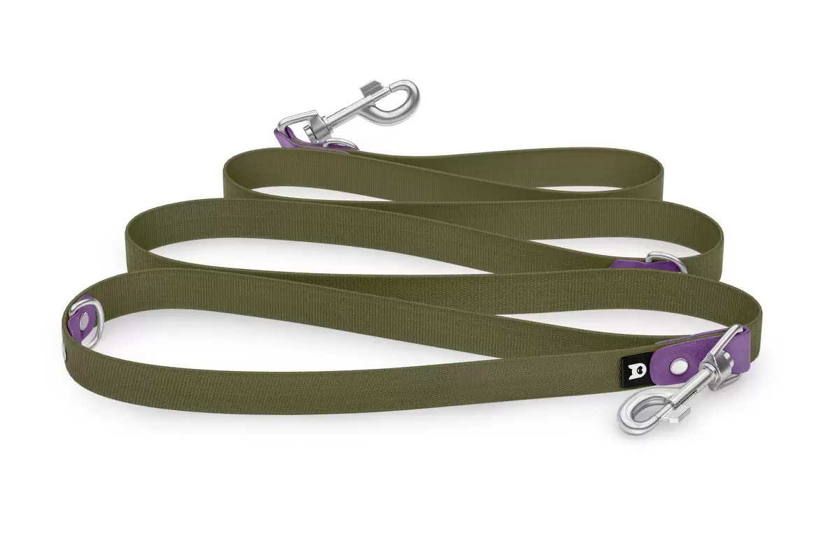 Dog Leash Reduce: Purpur & Khaki with Silver components