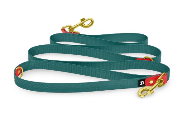 Dog Leash Reduce: Red & Hunter green with Gold components