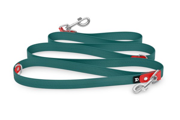 Dog Leash Reduce: Red & Hunter green with Silver components
