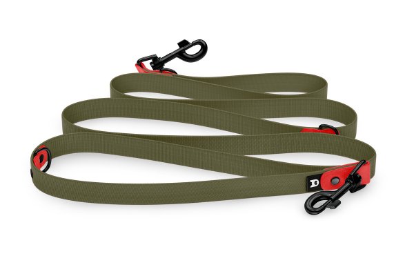 Dog Leash Reduce: Red & Khaki with Black components