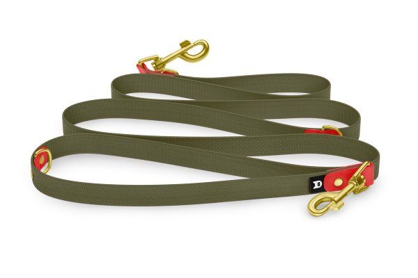 Dog Leash Reduce: Red & Khaki with Gold components