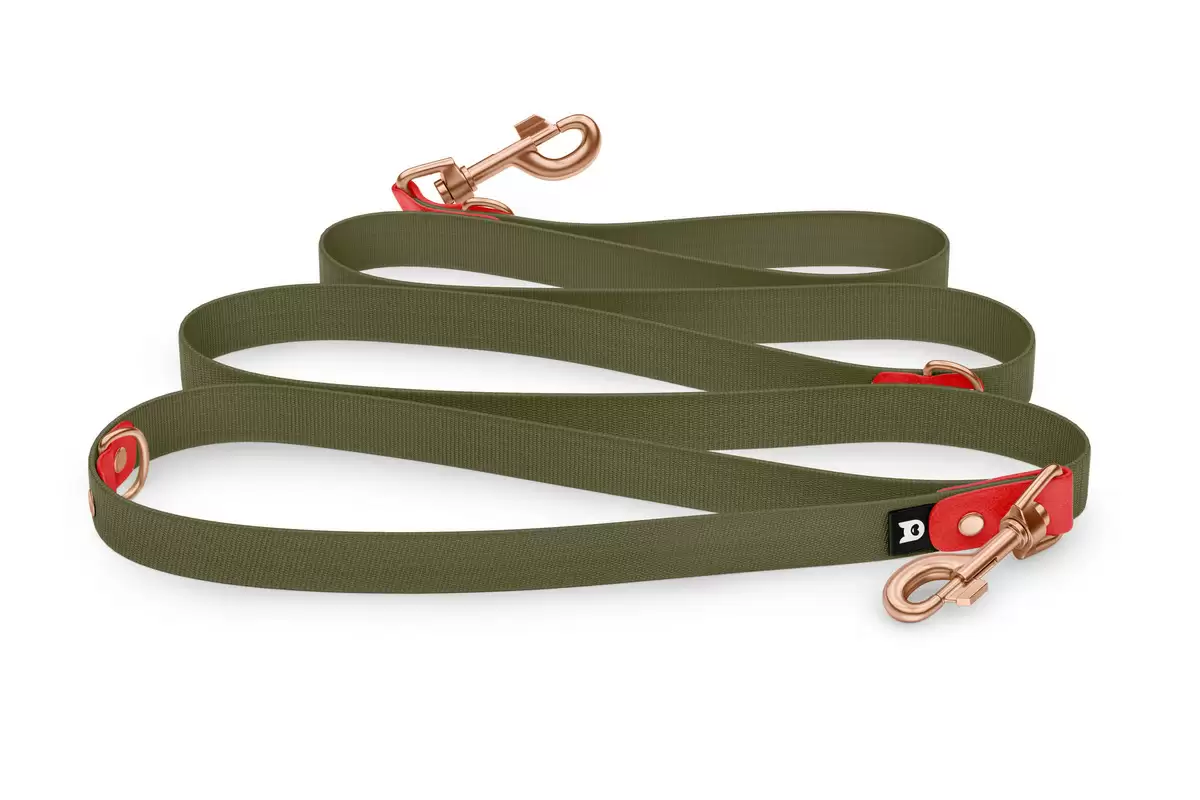 Dog Leash Reduce: Red & Khaki with Rosegold components