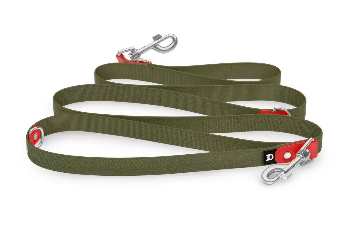 Dog Leash Reduce: Red & Khaki with Silver components