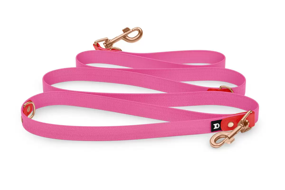 Dog Leash Reduce: Red & Neon pink with Rosegold components