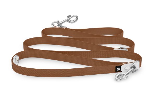 Dog Leash Reduce: White & Brown with Silver components