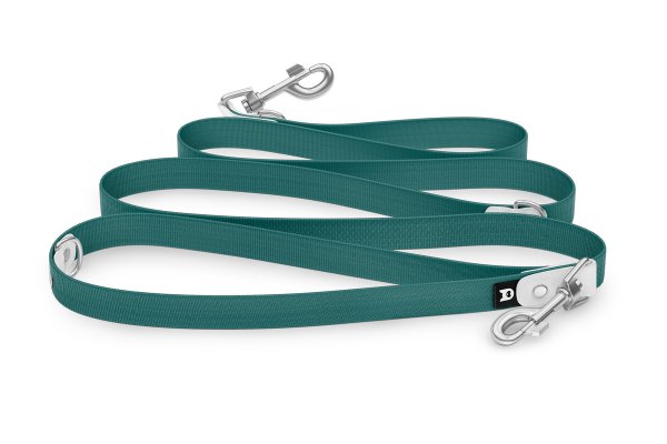 Dog Leash Reduce: White & Hunter green with Silver components