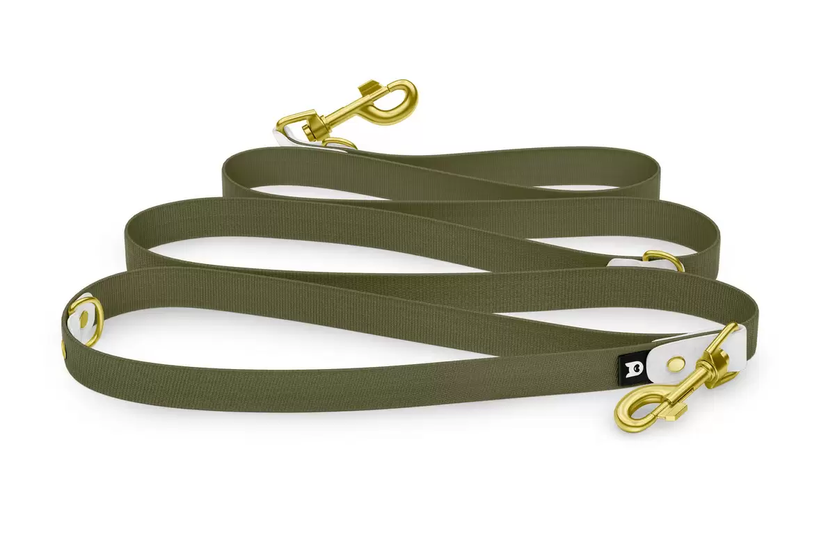 Dog Leash Reduce: White & Khaki with Gold components