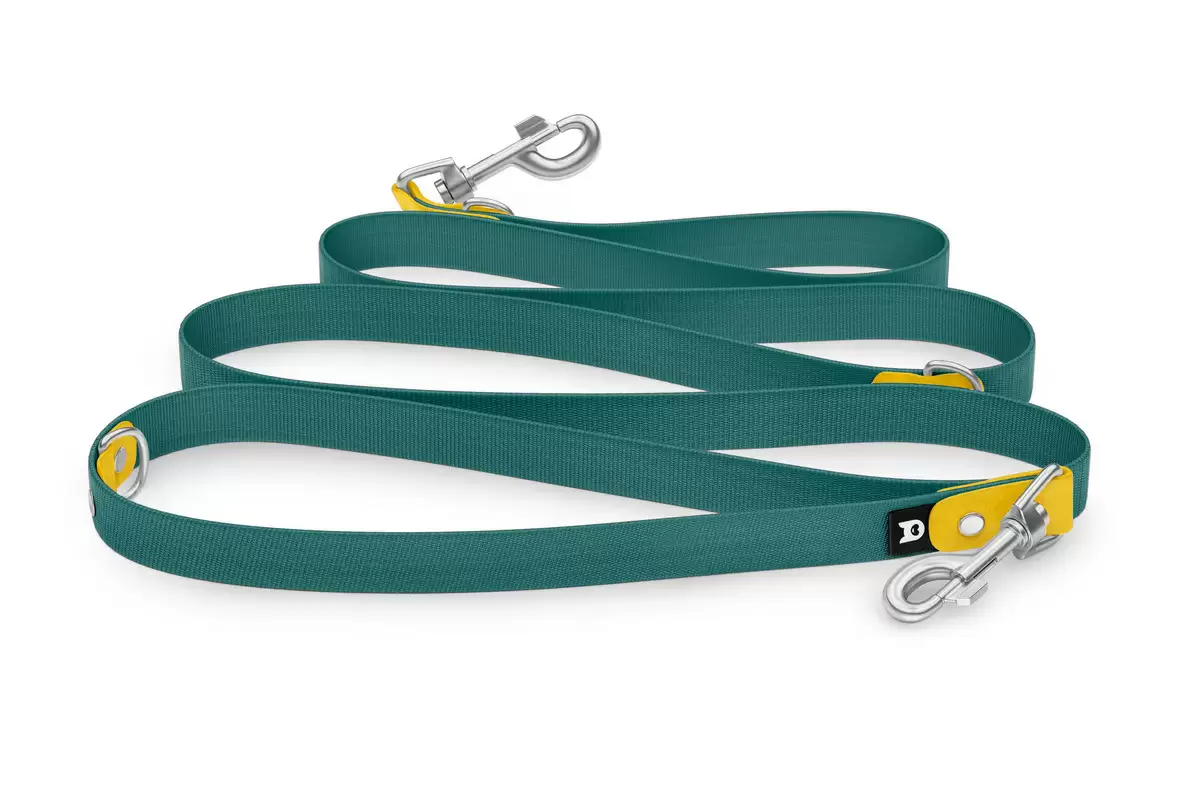 Dog Leash Reduce: Yellow & Hunter green with Silver components